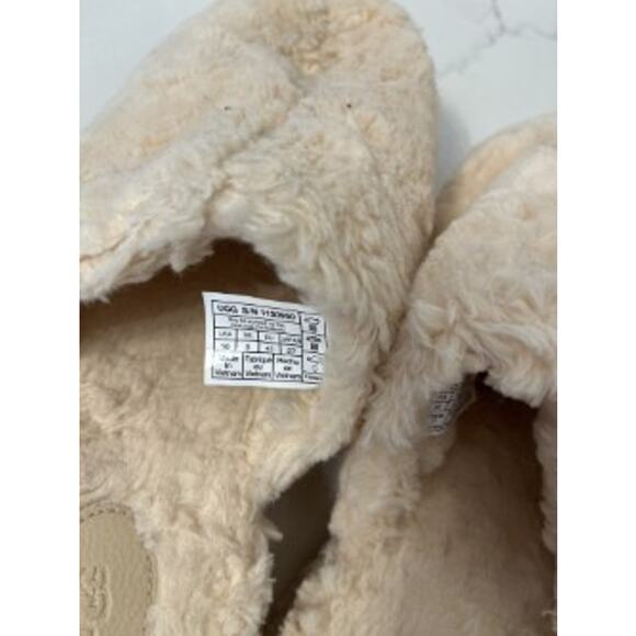 UGG Fuzz Sugar Clog Slipper Women 10 US Faux Fur Fluff Beige Cozy NWOT - Picture 4 of 6